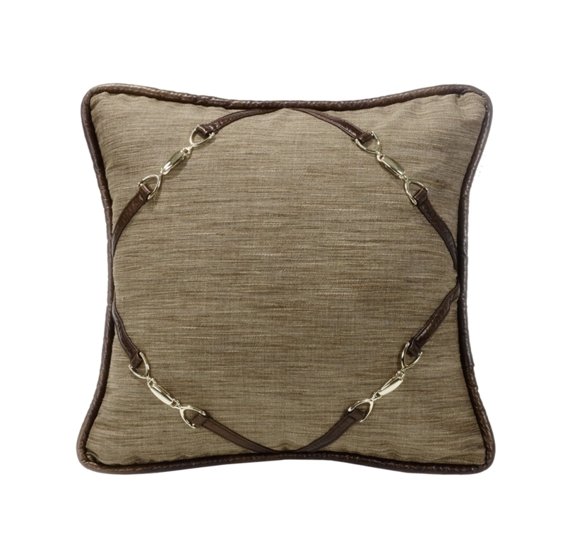 Throw Pillow Rustic Lodge Corner Buckle Straps Leather-Like