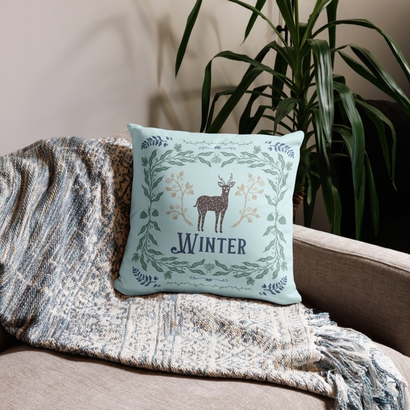 Throw Pillow Rustic Pine Tree Print Forest Green