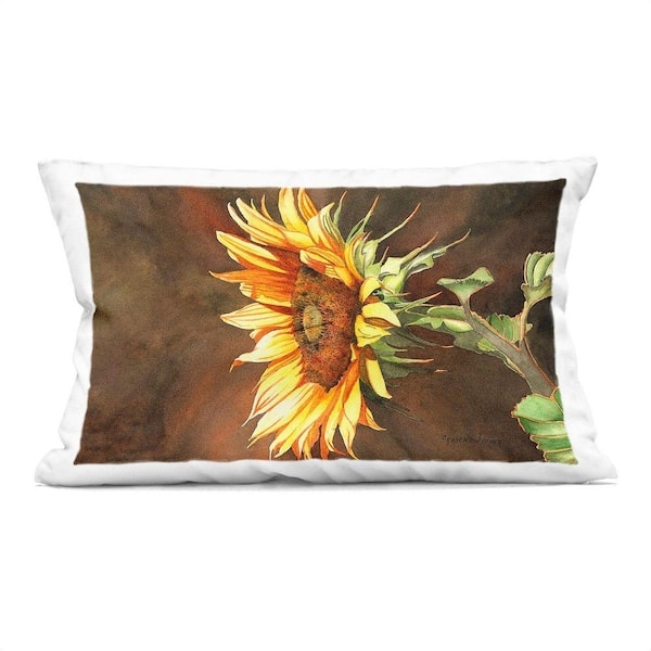 Throw Pillow, Rustic Sunflower Graphic on Faux Wood Plank Background