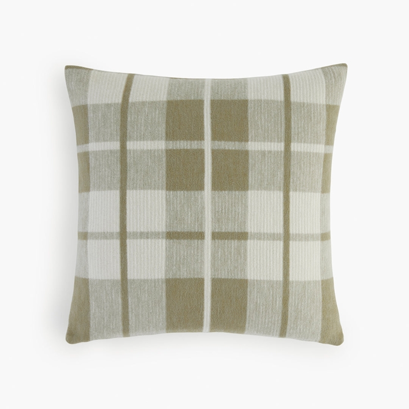 Throw Pillow Sage Green Tartan Throw Pillow with Organic Color Palette