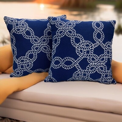 Throw Pillow, Sailor Knot Design, Outdoor Durability, Canvas Like.