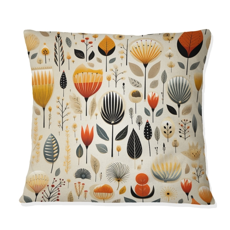 Throw Pillow Scandinavian Geometric Print Neutral Palette White Tan