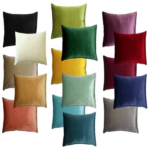 Throw Pillow, Scarlet Red Velvet Square with Knife Edge, Glam Accent