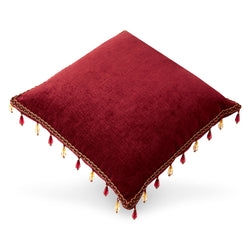 Throw Pillow Scarlet Red with Tonal Burgundy Flange Trim Plush Finish