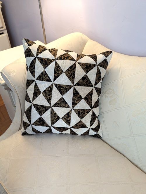 Throw Pillow Segmented Geometric Pattern Black White Textured Minimalist.
