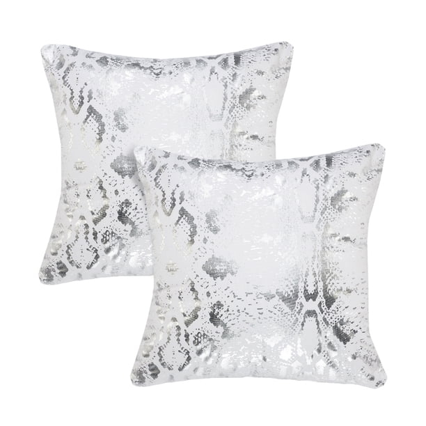 Throw Pillow Set Contemporary Glam Abstract Branch Motif White Cotton