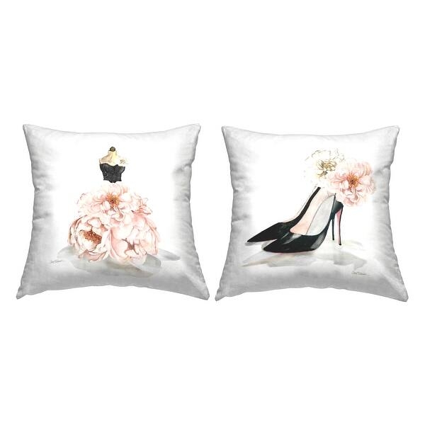 Throw Pillow Set Fashion Typography Floral Pattern Vogue Print