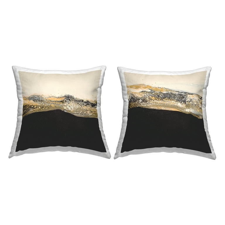 Throw Pillow Set Glam Abstract Splash Print Gold Accents Artistic
