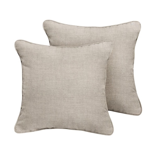 Throw Pillow Set Granite Gray Outdoor Canvas Corded Edges Square