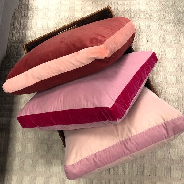Throw Pillow Set: Plush Velvet Cushions with Structured Boxed Borders