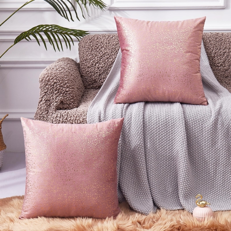 Throw Pillow Set: Rose Gold Velvet & Lustrous Sheen, 2-Pack