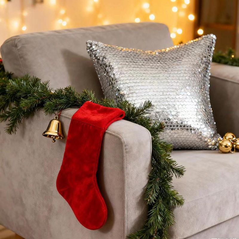 Throw Pillow Set: Shimmering Silver and White Metallic Sequin Texture