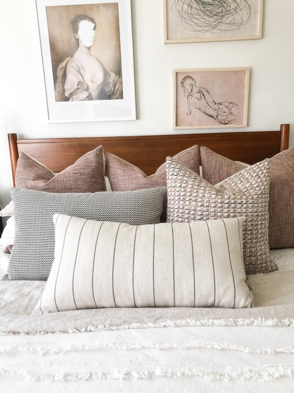 Throw Pillow Set: Terracotta Lumbar and Stripes for Modern Farmhouse Bed