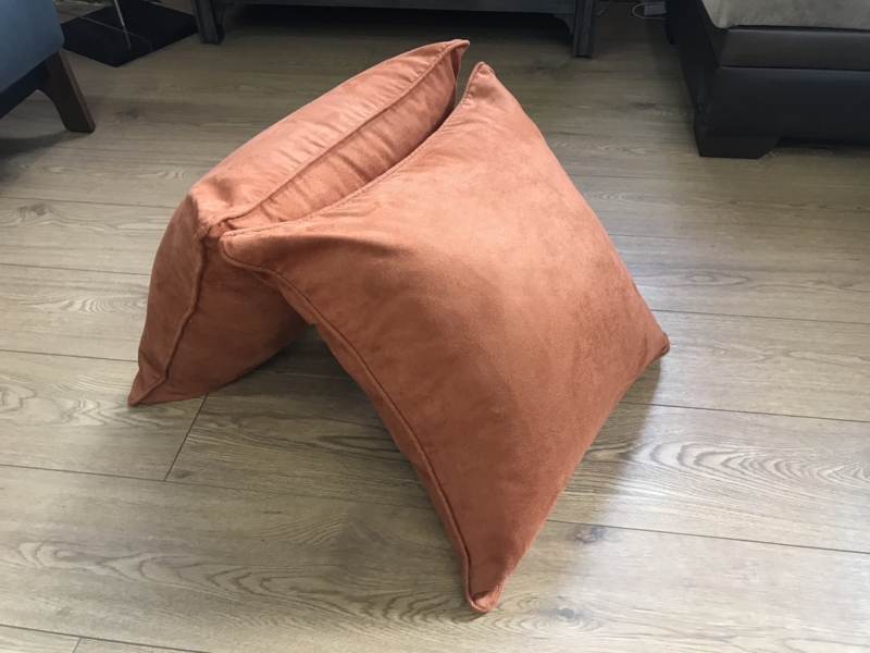 Throw Pillow Set, Vibrant Orange Suede-Like Fabric, Self-Piping Detail