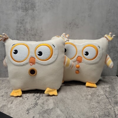 Throw Pillow Set with Whimsical Owl Appliqué and Button Eyes