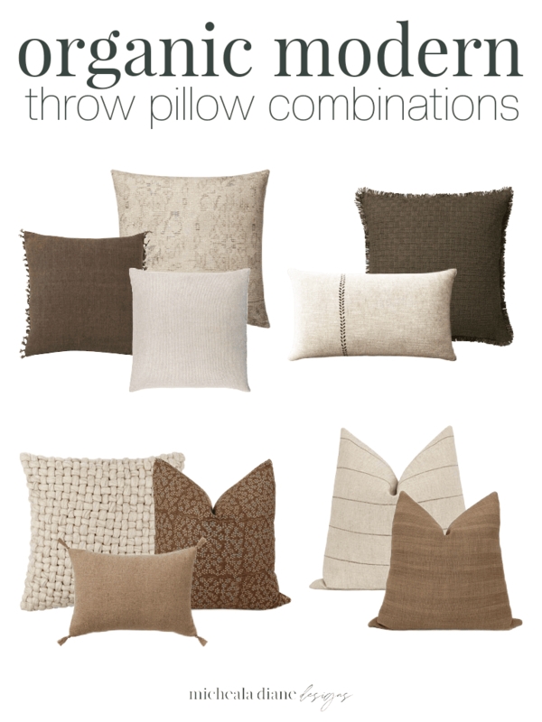 Throw Pillow Sets Organic Modern Earthy Tones Mixed Textures Layered