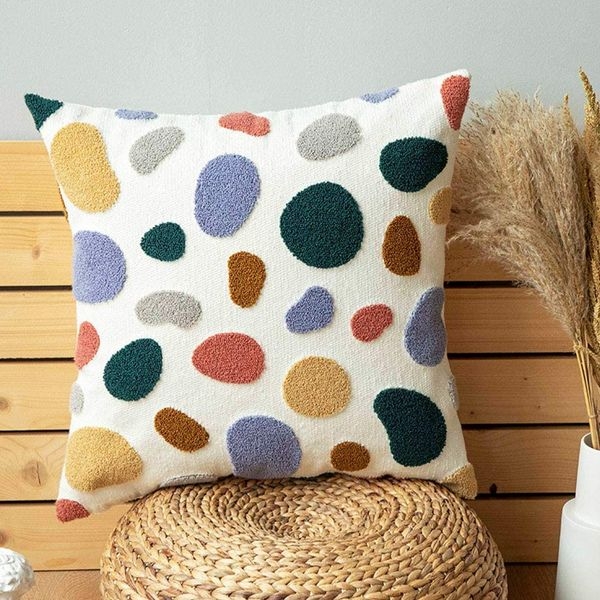 Throw Pillow Shaggy Texture High Pile Cream Boho Cozy Tactile Surface