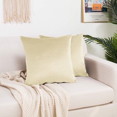 Throw Pillow Shimmering Velvet Ivory Cream Tone Plush Glam Accent