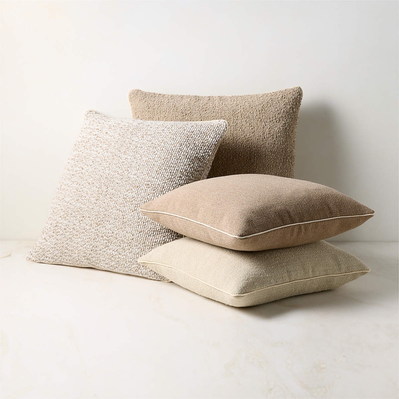 Throw Pillow Slub Weave Wool-Like Off-White Tactile Neutral Decor
