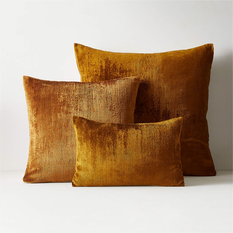 Throw Pillow, Slubby Silk-Like Texture, Fringed Edges, Stacked Look