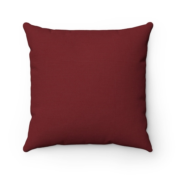 Throw Pillow Solid Dark Red Woven Texture Matte Finish Modern Style