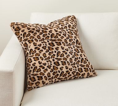 Throw Pillow Square Faux Fur Cheetah Print Glam Accent Cushion