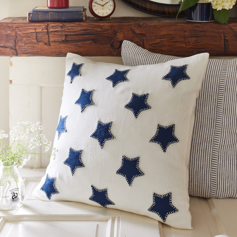 Throw Pillow Star Pattern Corded Edge Nautical
