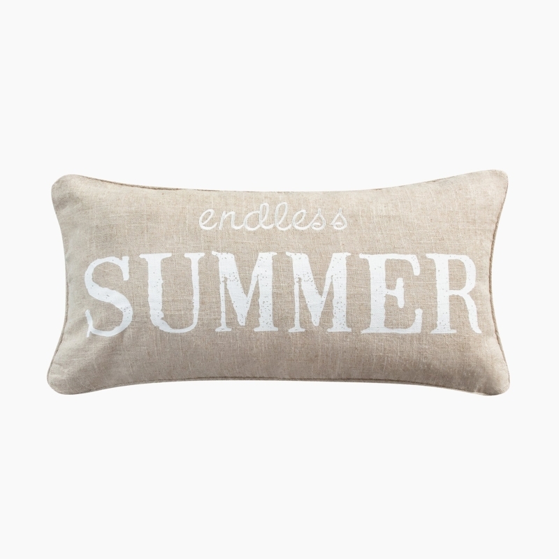 Throw Pillow: Starfish Motif & Navy Piped Edges, Rectangular