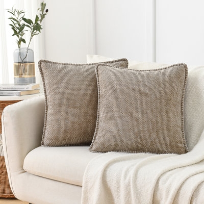 Throw Pillow, Stitched Edges & Textured Weave Grid