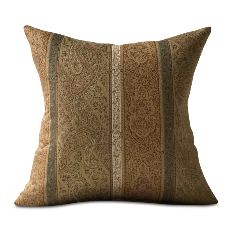 Throw Pillow Striped Paisley Design, Neutral Paisley Throw Pillow