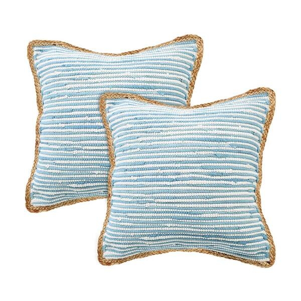 Throw Pillow Striped Pattern Blue and White Nautical Living Room Accents