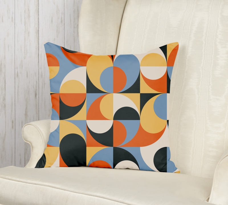 Throw Pillow Stylized Floral Motifs Earthy Scandi Palette Retro Green