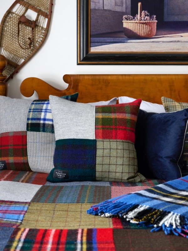 Throw Pillow Tartan Tweed Lumbar Rustic Lodge Woolen Multi-Fabric