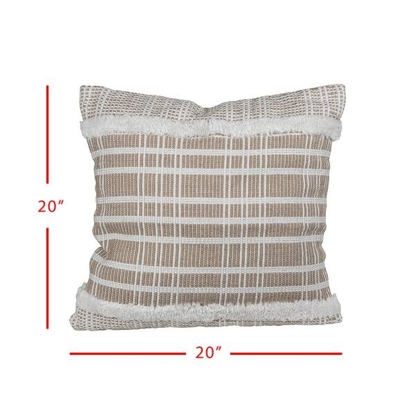 Throw Pillow, Taupe Chunky Woven Texture Square Shape