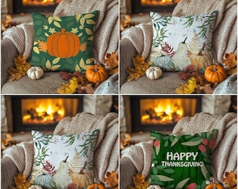 Throw Pillow Teal Accents Pumpkin Graphic Festive Farmhouse Styling