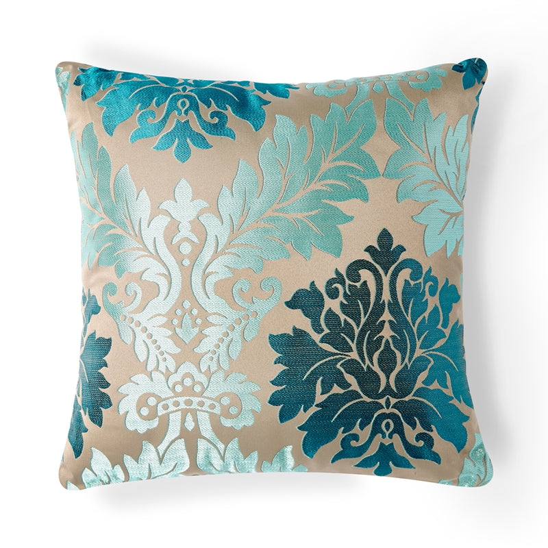 Throw Pillow Teal Contrasting Textures Boucle Elegant Living Room Style