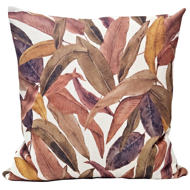 Throw Pillow Teal Floral Print Piped Trim Tropical