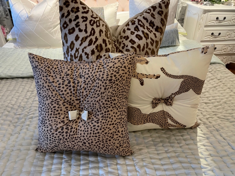 Throw Pillow Terracotta Leaping Cheetah Print Piped Edge Traditional