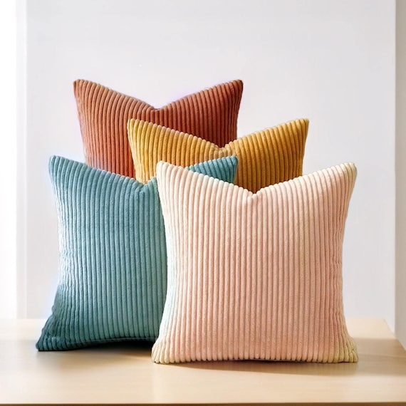 Throw Pillow Terracotta Wide Wale Corduroy Velvet Ribbed Boho