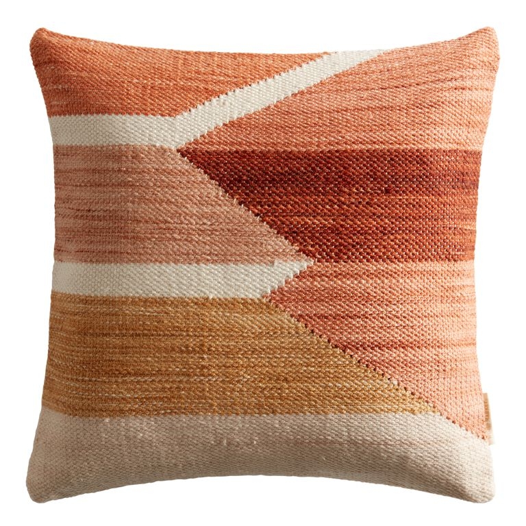 Throw Pillow Terracotta Woven Diamond Motif, Southwestern Style.