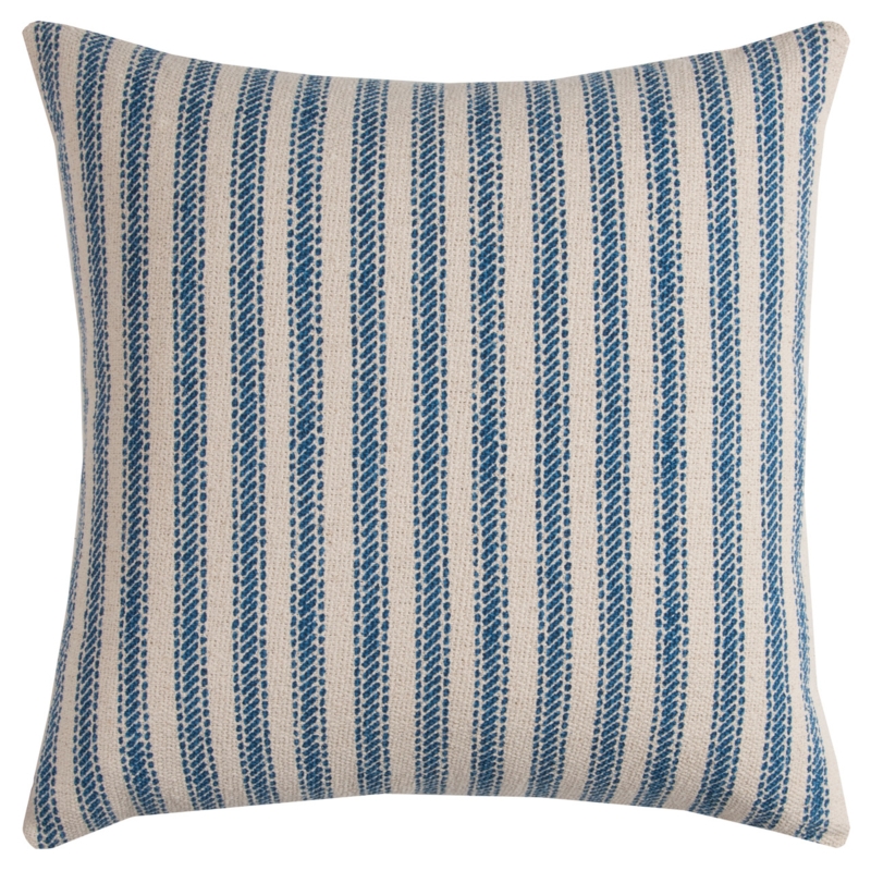Throw Pillow Ticking Stripe Frayed Fringe Linen-Like Woven Fabric