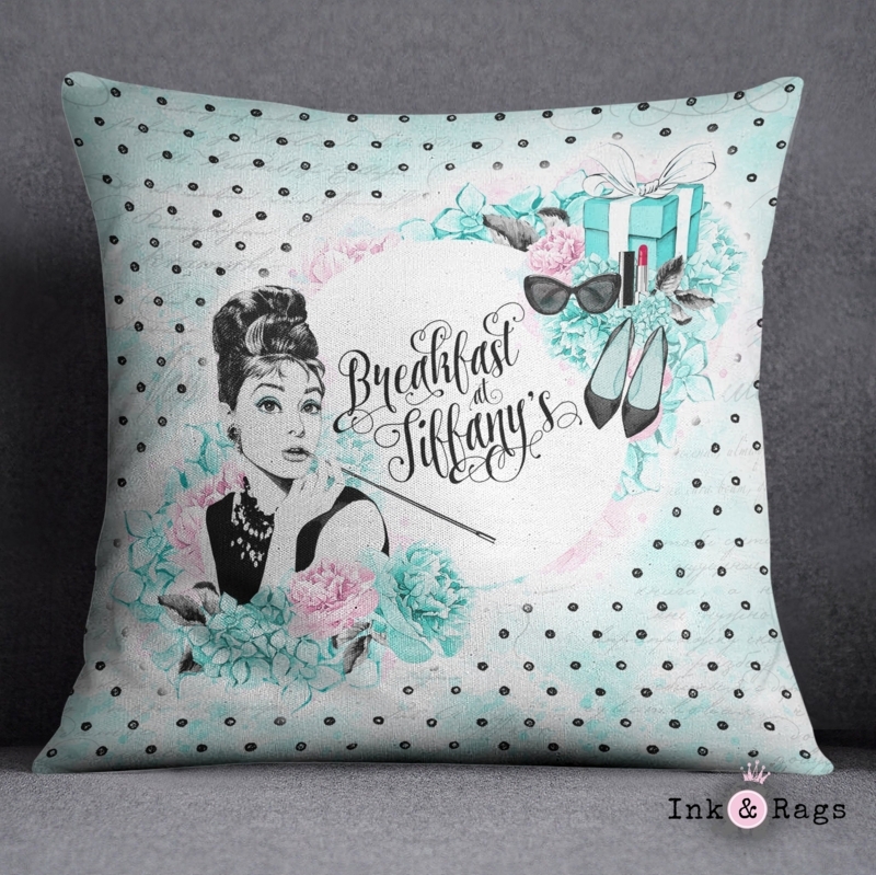 Throw Pillow Tiffany Blue Fashion Illustration Vintage Glam