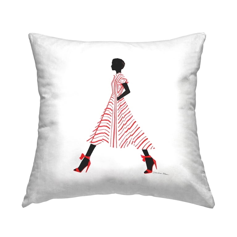 Throw Pillow Trendy Fashion Girl Print Botanical Background