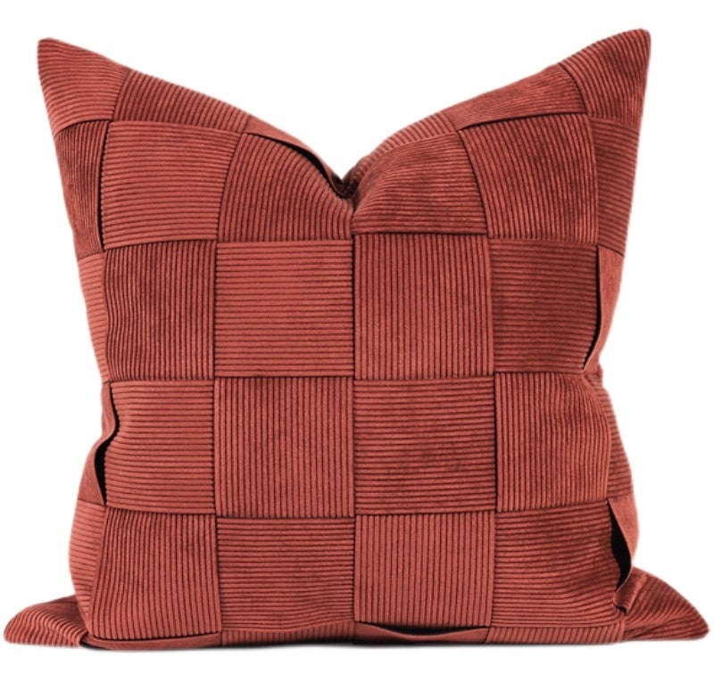 Throw Pillow Trio Crimson Palette Mixed Textures Floral Embroidery Striped