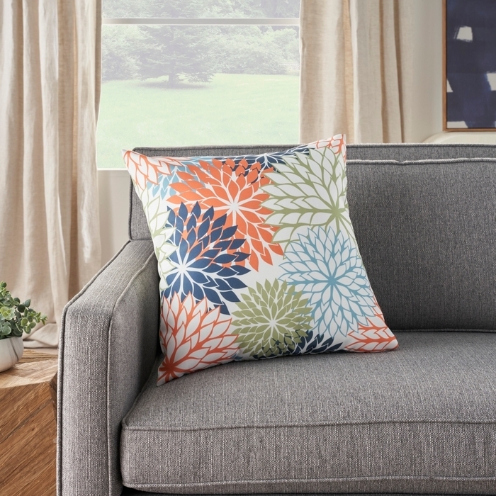 Throw Pillow Tropical Floral Embroidered Botanical Boho Chic Accent
