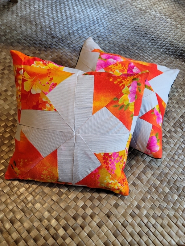 Throw Pillow Tropical Floral Patchwork Frayed Edges Vibrant Coastal