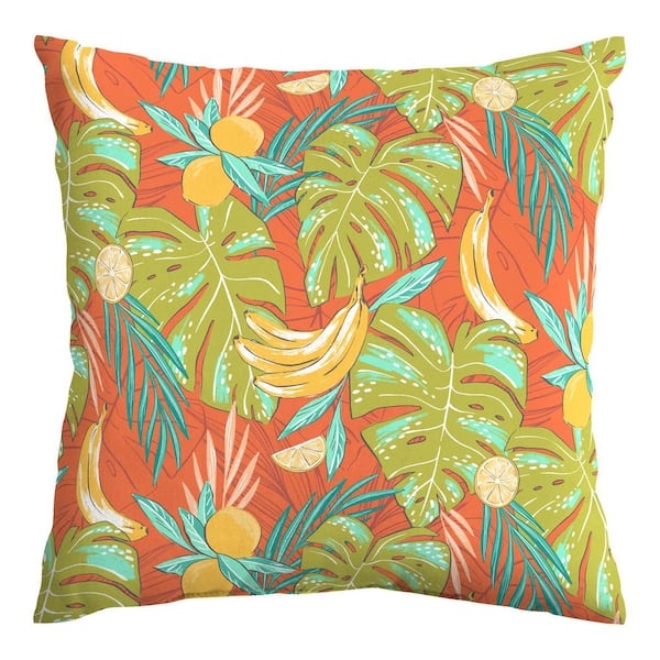 Throw Pillow Tropical Fruit Print Vibrant Citrus Patio Decor