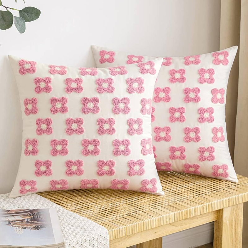 Throw Pillow Tufted Texture Organic Pattern Detail Sage Green Boho