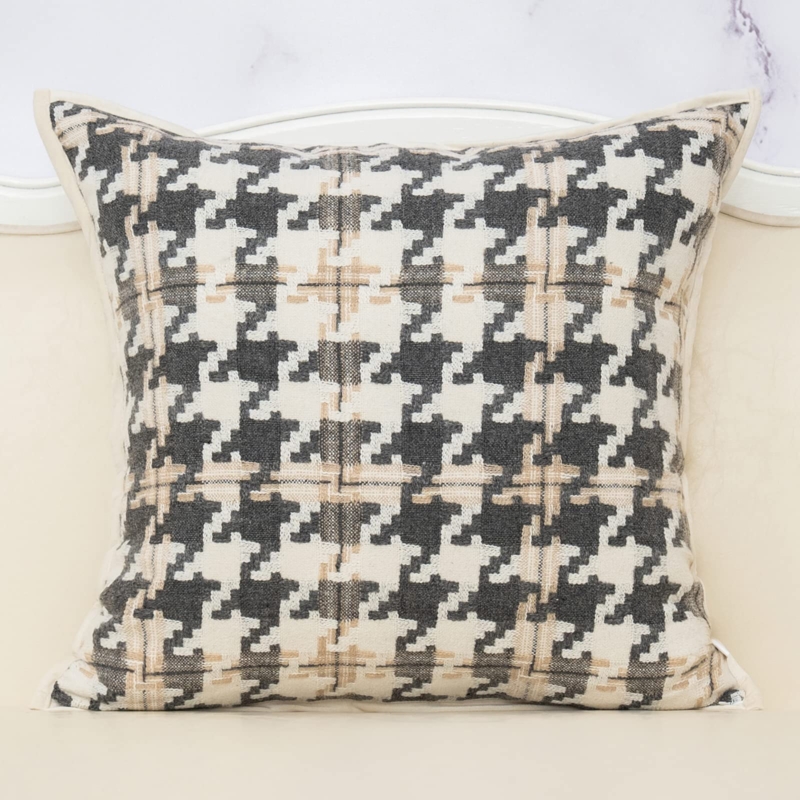 Throw Pillow Velvet Like Piped Edges Tri Color Geometric Accent Pillow