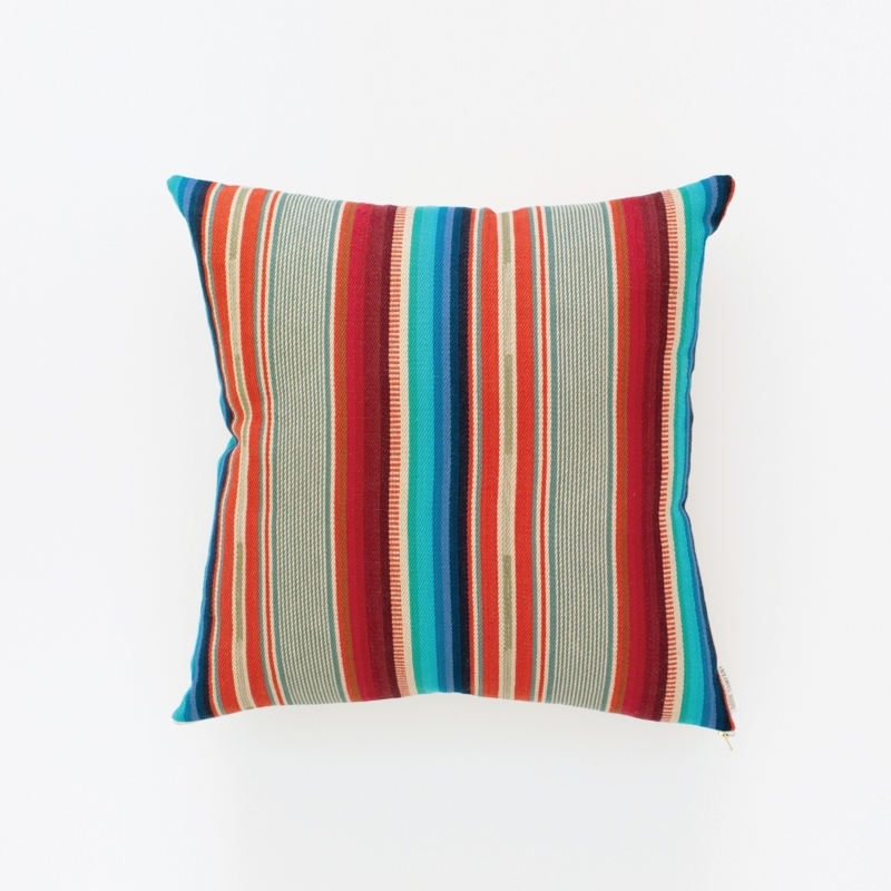 Throw Pillow Vertical Stripes Red Navy Blue Natural Canvas Nautical